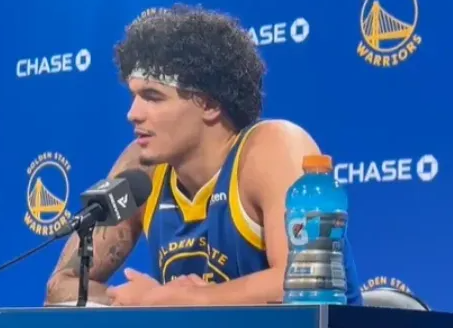 NBA常规赛，勇士主场101-129不敌湖人。赛后，吉-桑托斯接受了记者采访。