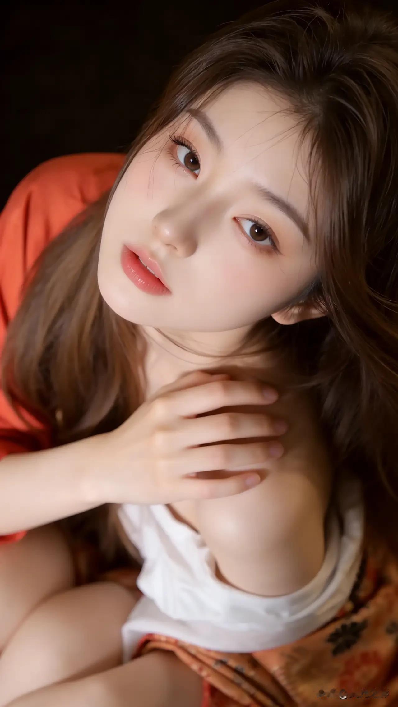 光之影&AI温柔的眼神，柔美的发丝，让人心动的少女