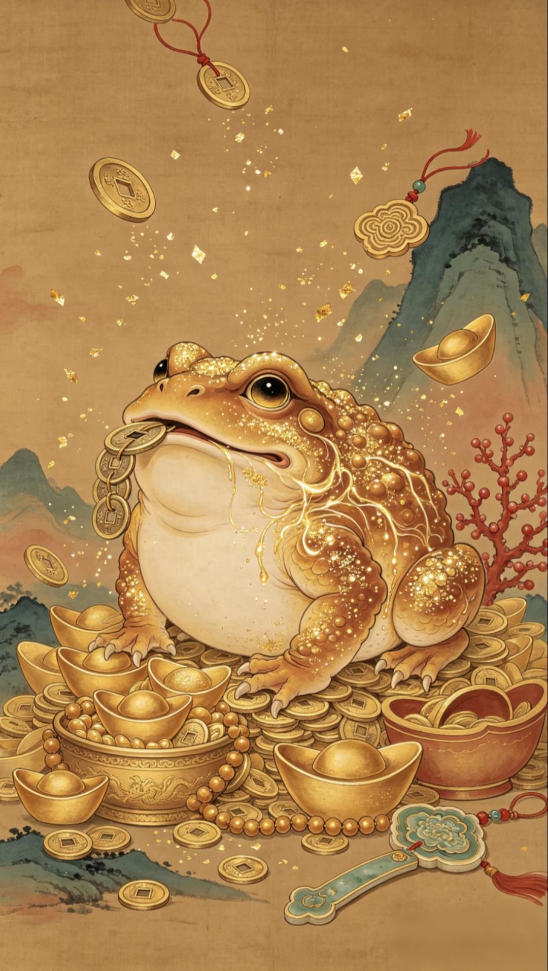 招财进宝|招财瑞兽:三足金蝉金蟾蜍坐镇聚宝盆，吐金钱招财进宝，富贵吉祥好运连连