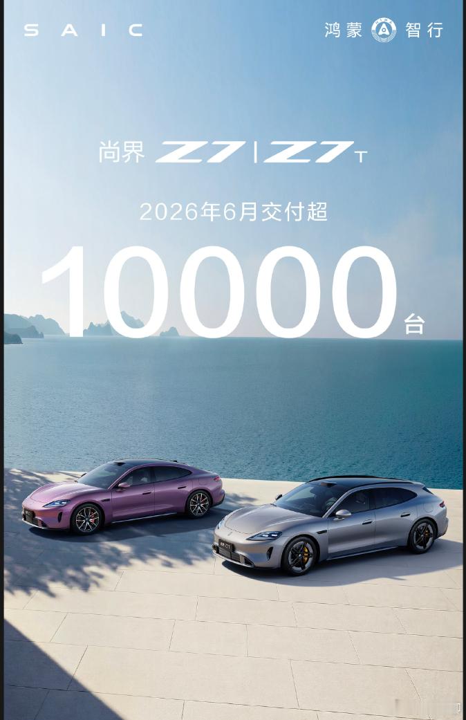 尚界Z7尚界Z7T6月交付破万5月30日开始批量交付，6月破万。这个成绩含金