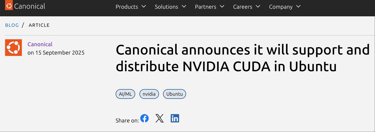 Ubuntu原生支持NVIDIACUDA：一条命令搞定AI/ML环境