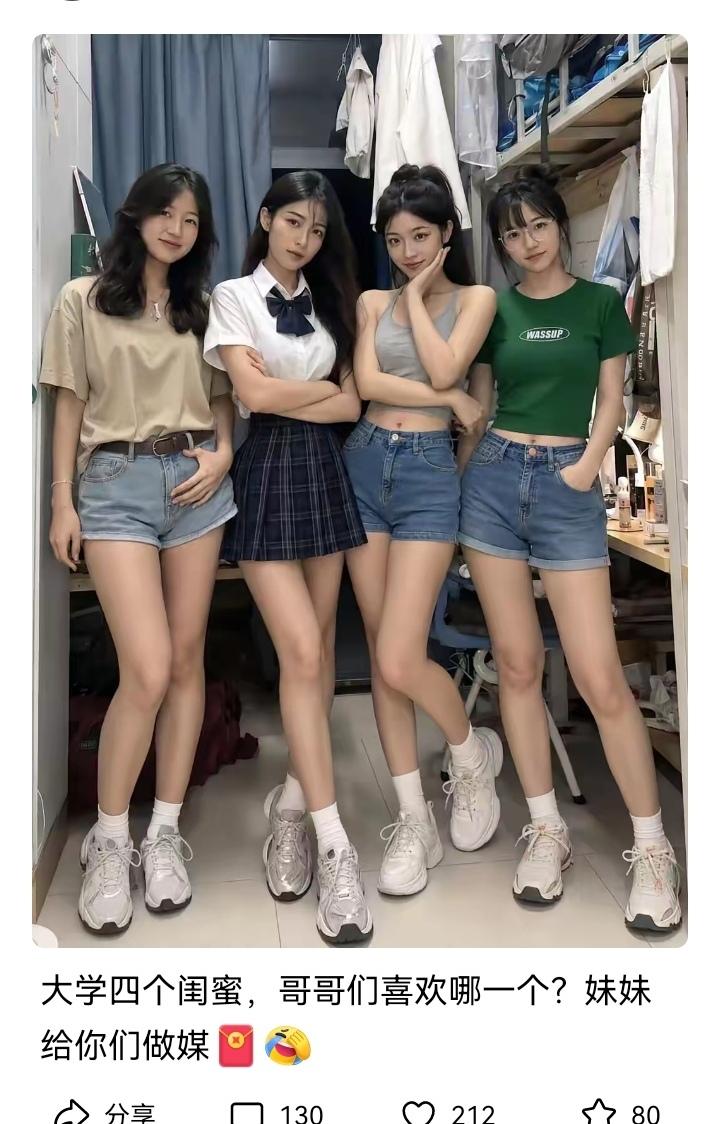 看到图1博主给哥哥们介绍的四个闺蜜，我就忍不住点开了她的主页头像，感觉还是博主更