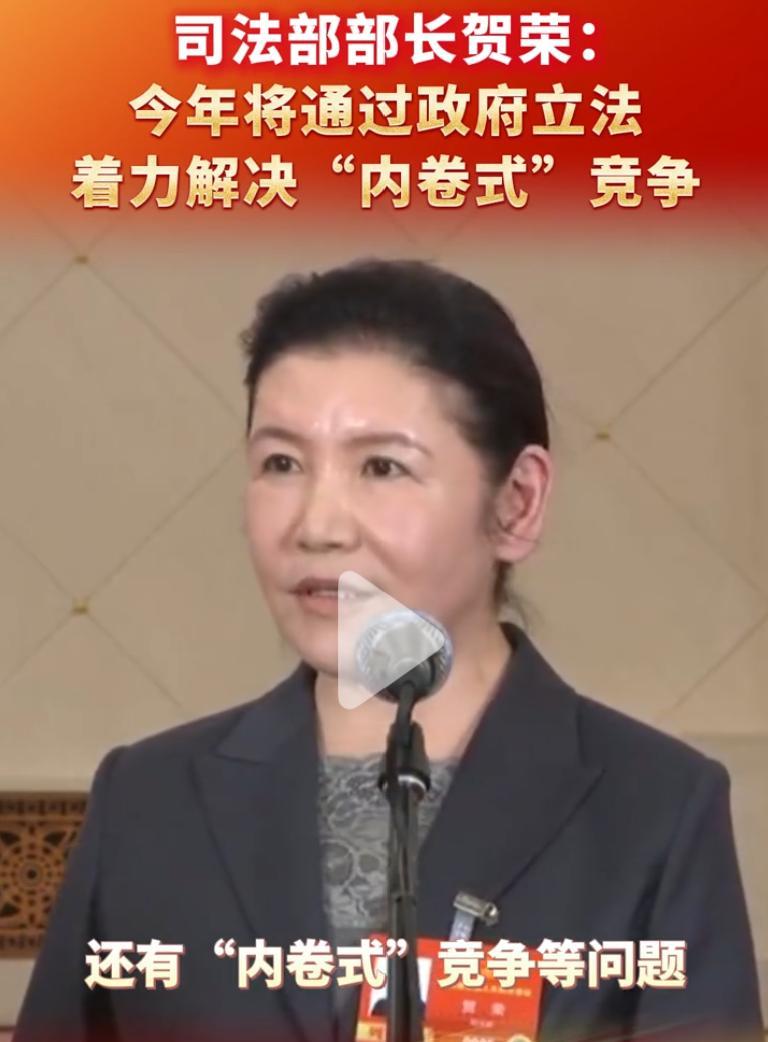 今年将通过立法着力解决“内卷式”竞争问题——今年全国两会期间，司法部部长贺荣这话