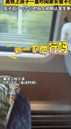 理不直气还壮！”黑龙江哈尔滨，一女子乘坐高铁时，前排男孩一直吵闹，家长在一旁也不