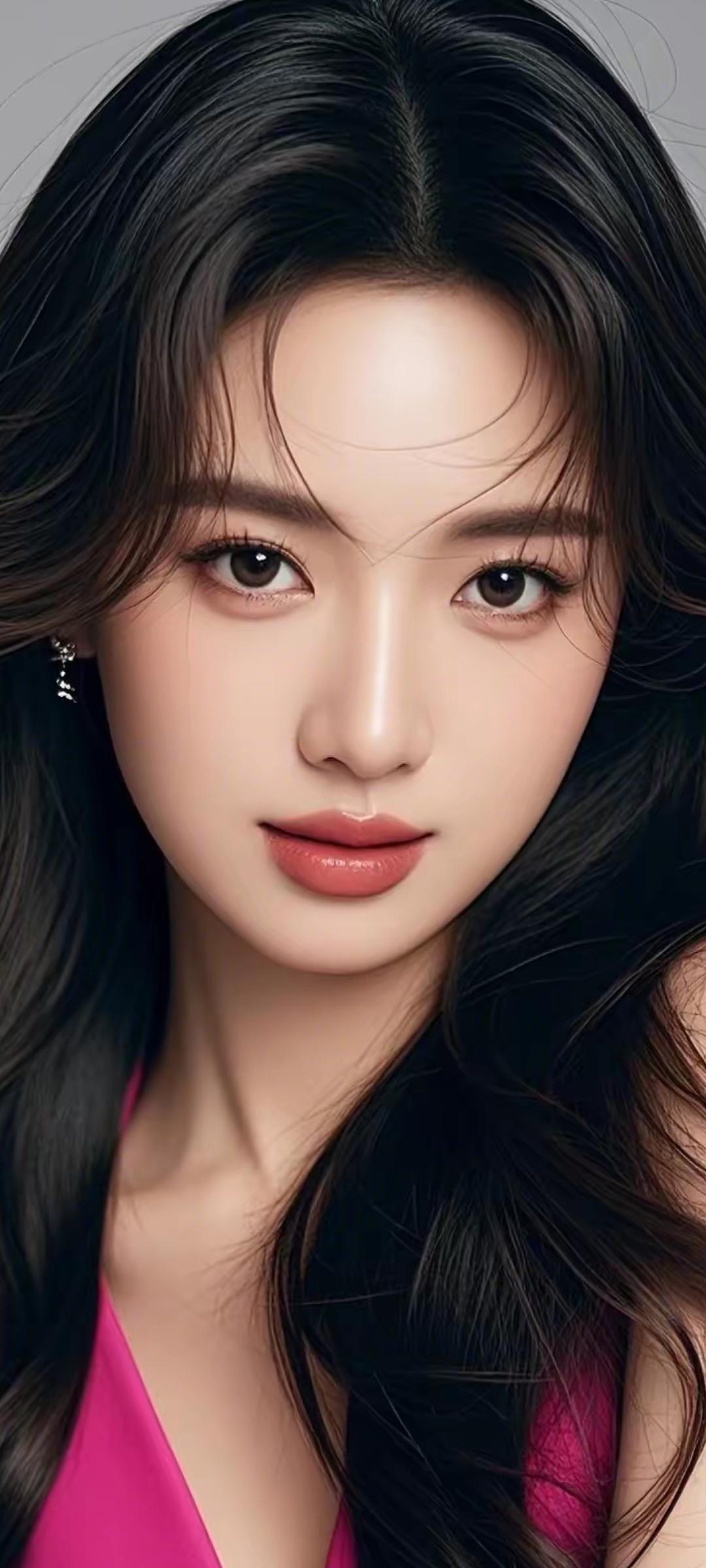 温柔甜美的少女，粉嫩妆容，自然优雅。