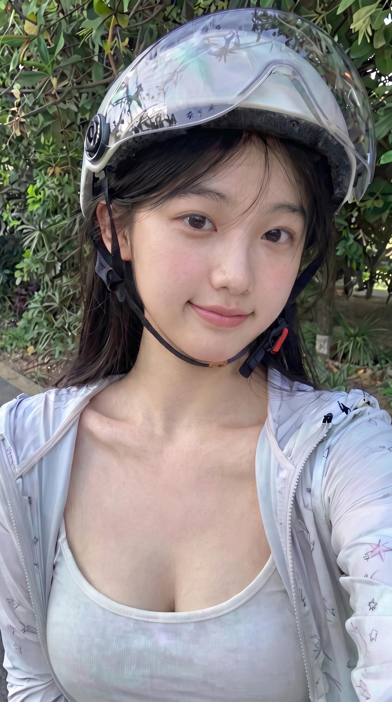 青春女大穿搭甜酷风骑行骑车的自由感阳光正好🌞今天骑行白薇日常