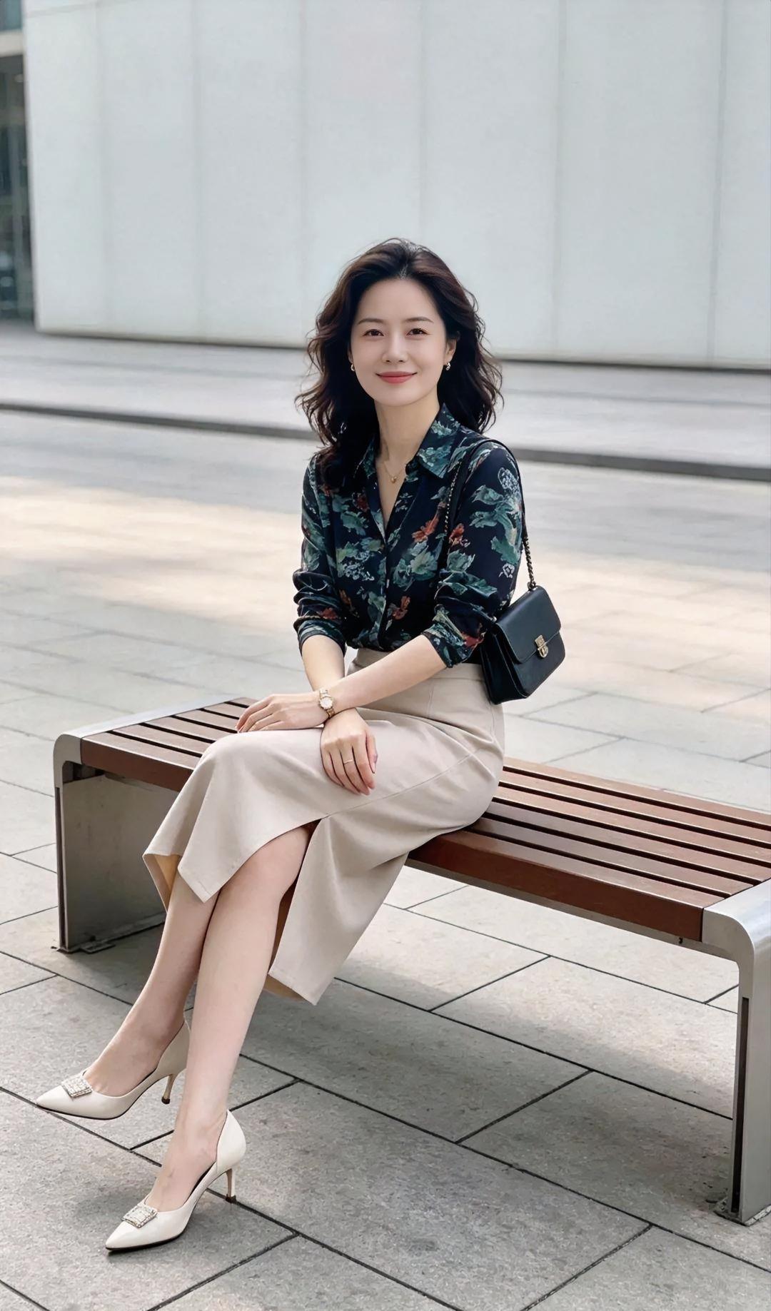 《长椅上的繁花静意》阳光轻铺，在都市的石板路上，她落座，如一阵温和的风。