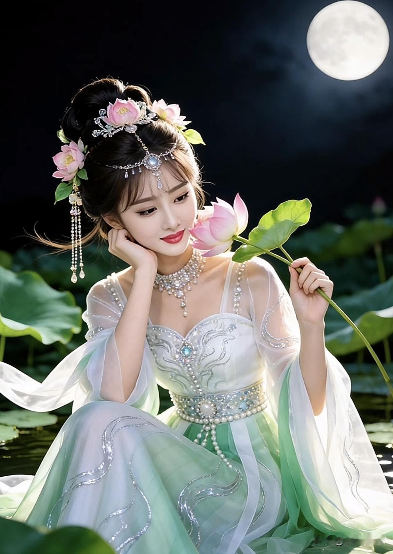 月下仙子，花间美人，唯美古风，梦回古代古装汉服仙子古风仙子大片仙子古风写真