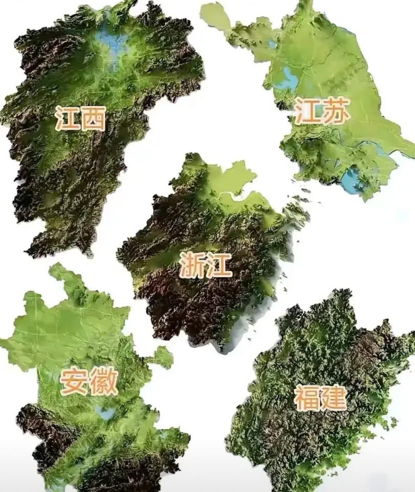 华东五省地形对比，最不好的就是浙江和福建。福建在历史上长期是不争之地，浙江也没好