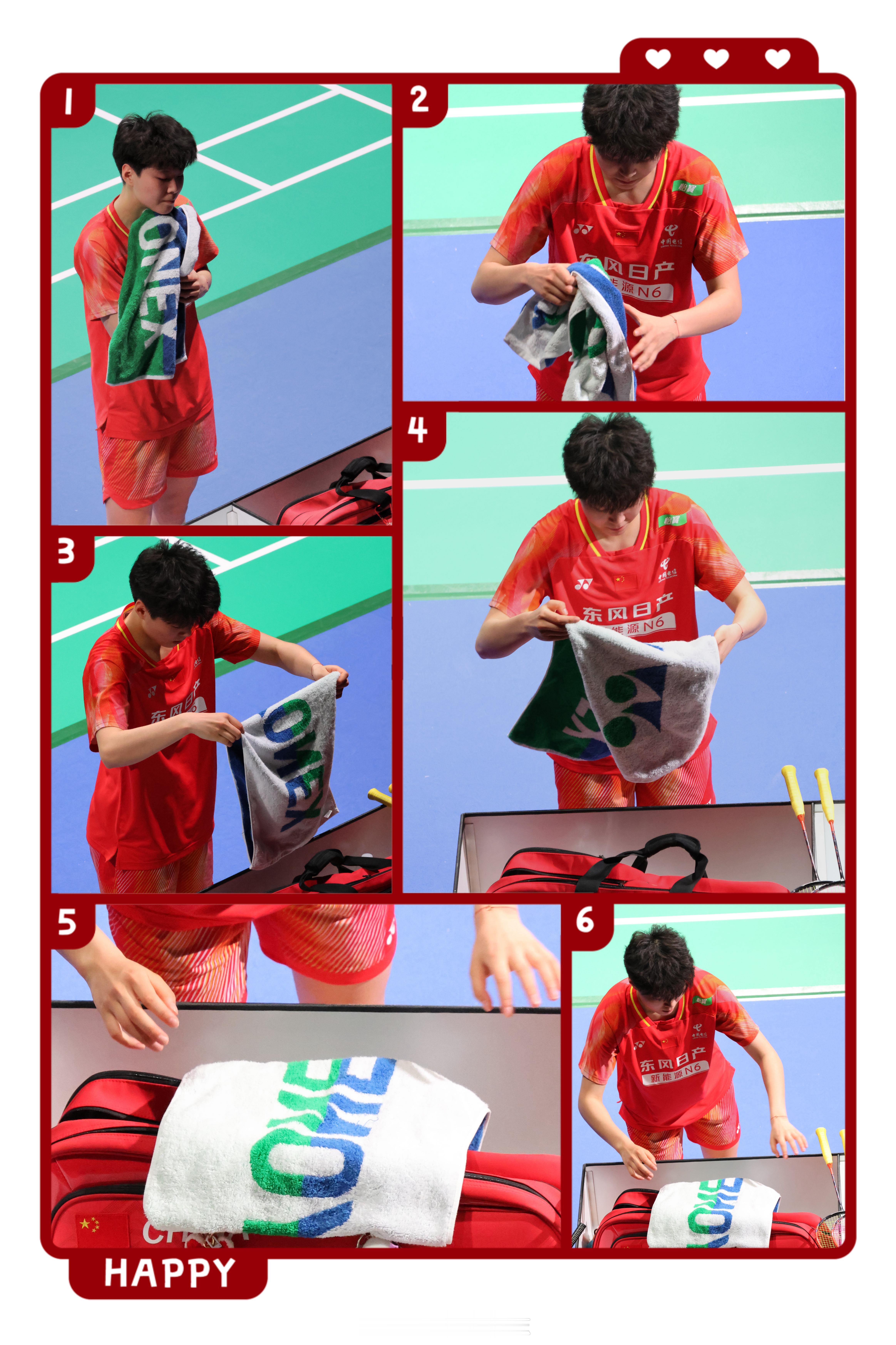 尤伯杯现场发现一枚爱叠毛巾的小女孩（误年仅18岁的徐文婧，作为本届尤杯中国队小组