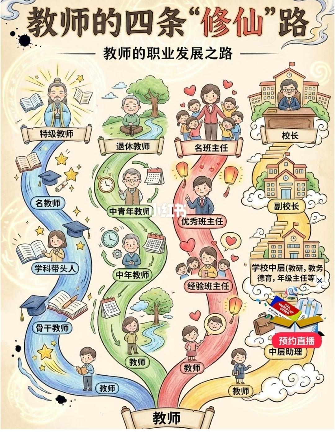 教书就这条路，四条分支，看懂的都是老教师站在三尺讲台，每位老师刚入职时，都怀揣