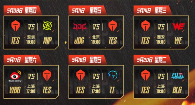 去把BLG叫来! TES后续连续交手3场登峰组倒数队伍 收官战对阵BLG