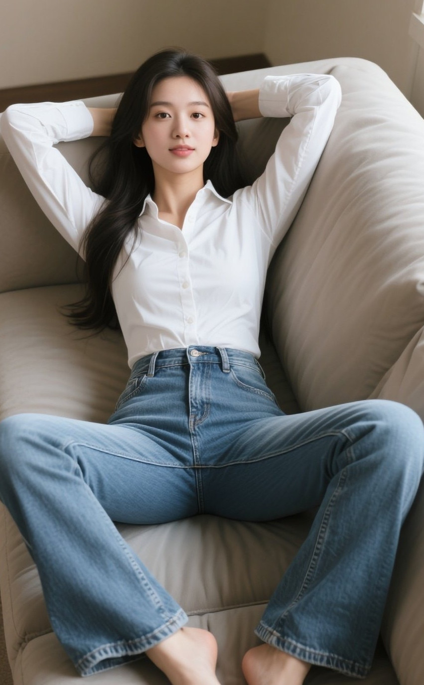 妩媚佳人卧姿如画裙摆微扬魅惑天成