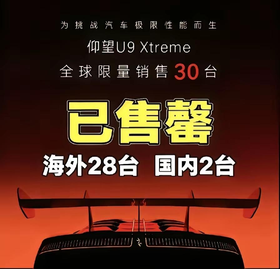 中国也有豪车了，均价2000万左右，比亚迪仰望U9x限量版，全球仅发售30台，