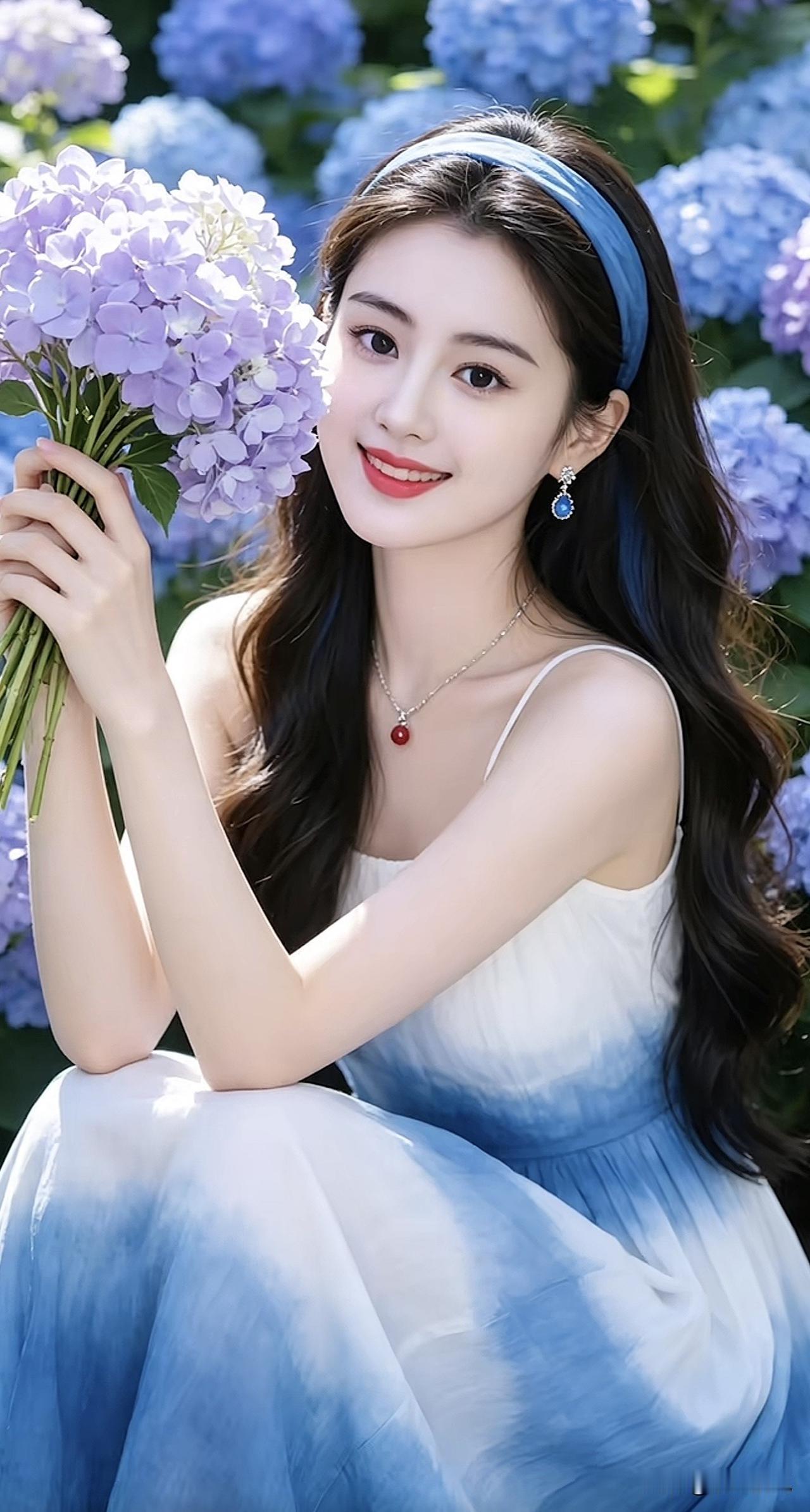 花间美人笑，玉簪映紫霞。绿裙花间粉妆娇俏佳人蝶影红妆照粉妆娇俏佳人蝶影红
