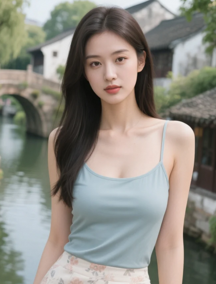 水波荡漾映照绝美倩影，仙子误入凡尘湖畔。