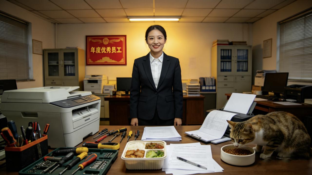 公司评选“年度优秀员工”，行政部张姐全票当选。她从不迟到，从不抱怨，任何杂事都