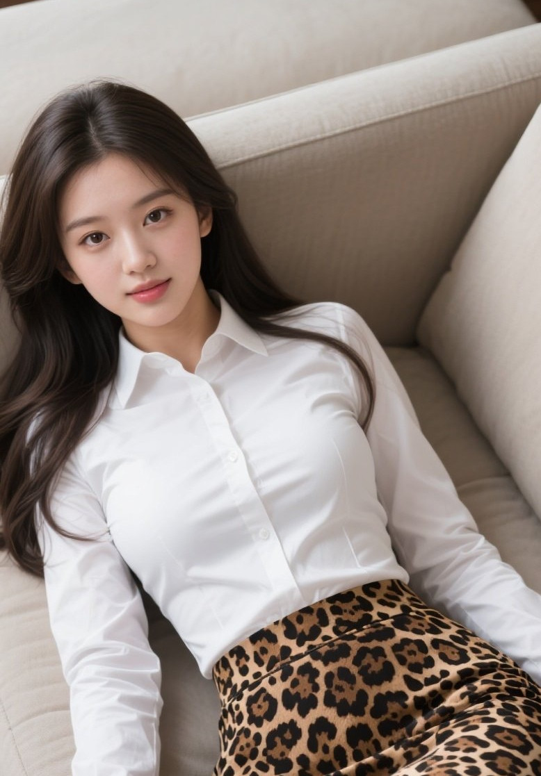 妩媚佳人卧姿如画裙身紧贴曼妙身段