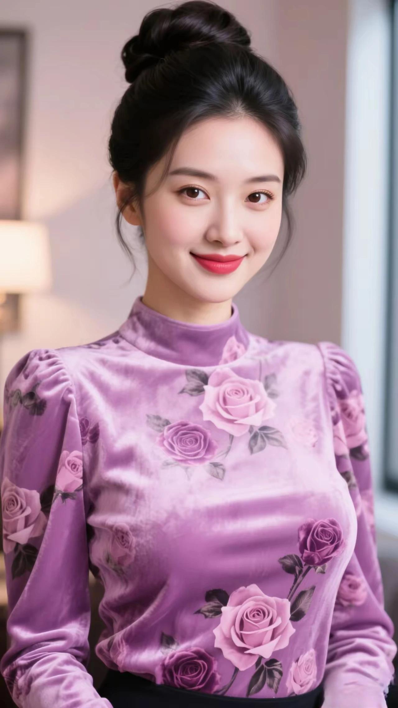 《自瞅俏》母笑俺丑恐难嫁，对镜自观暗自夸。觉咱模样甚娇俏，我就是朵牡丹