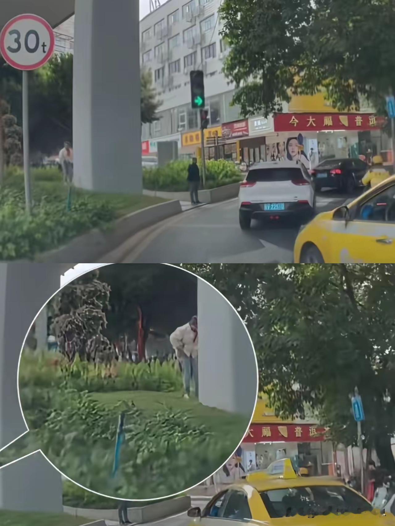 在广州三元里街道发生一起令人作呕的事件：两个印度人来到一座大桥下，一人放哨，一人