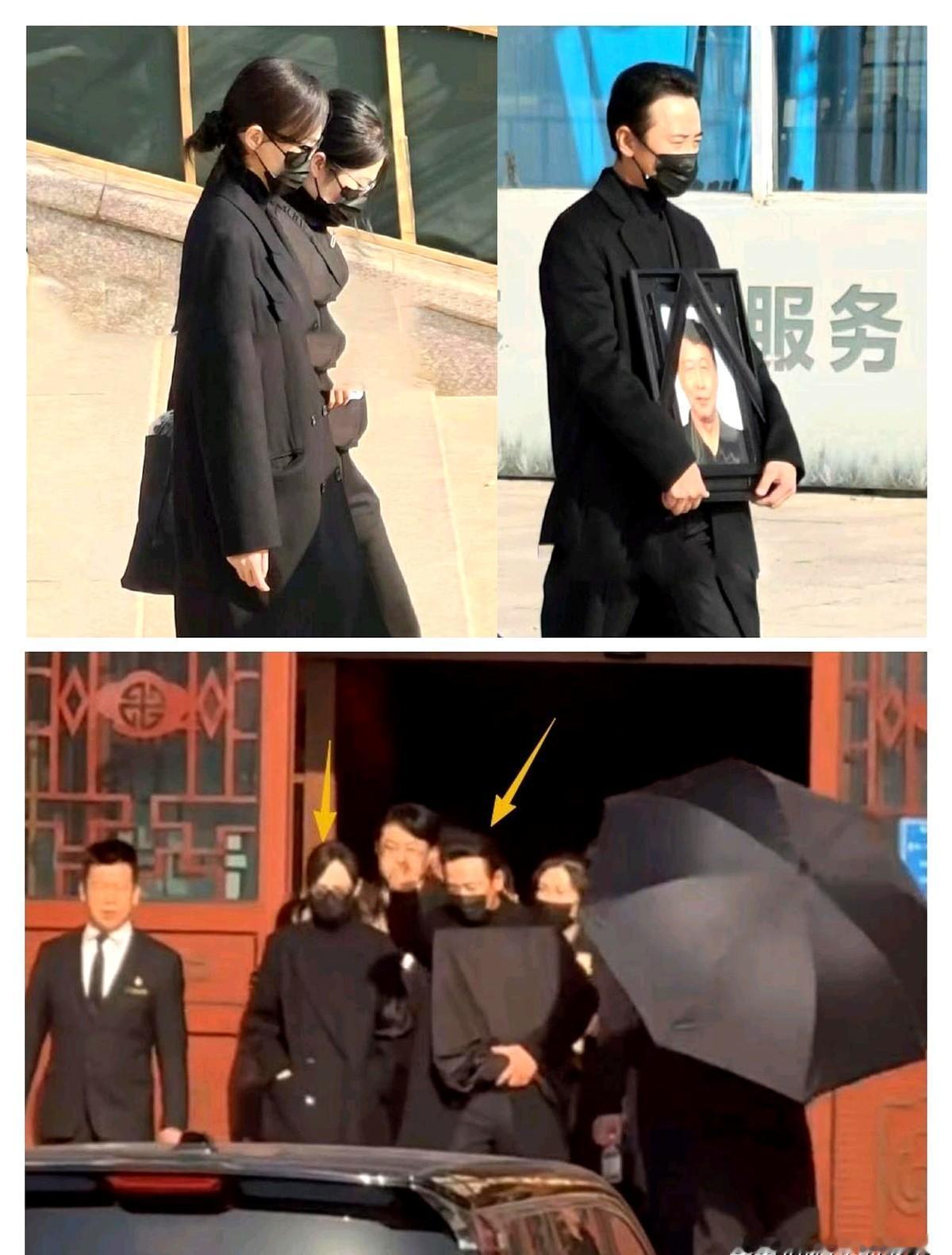 随着罗晋父亲的告别仪式的开始罗晋捧着父亲的遗像走在前面，身为儿媳的唐嫣就那么静