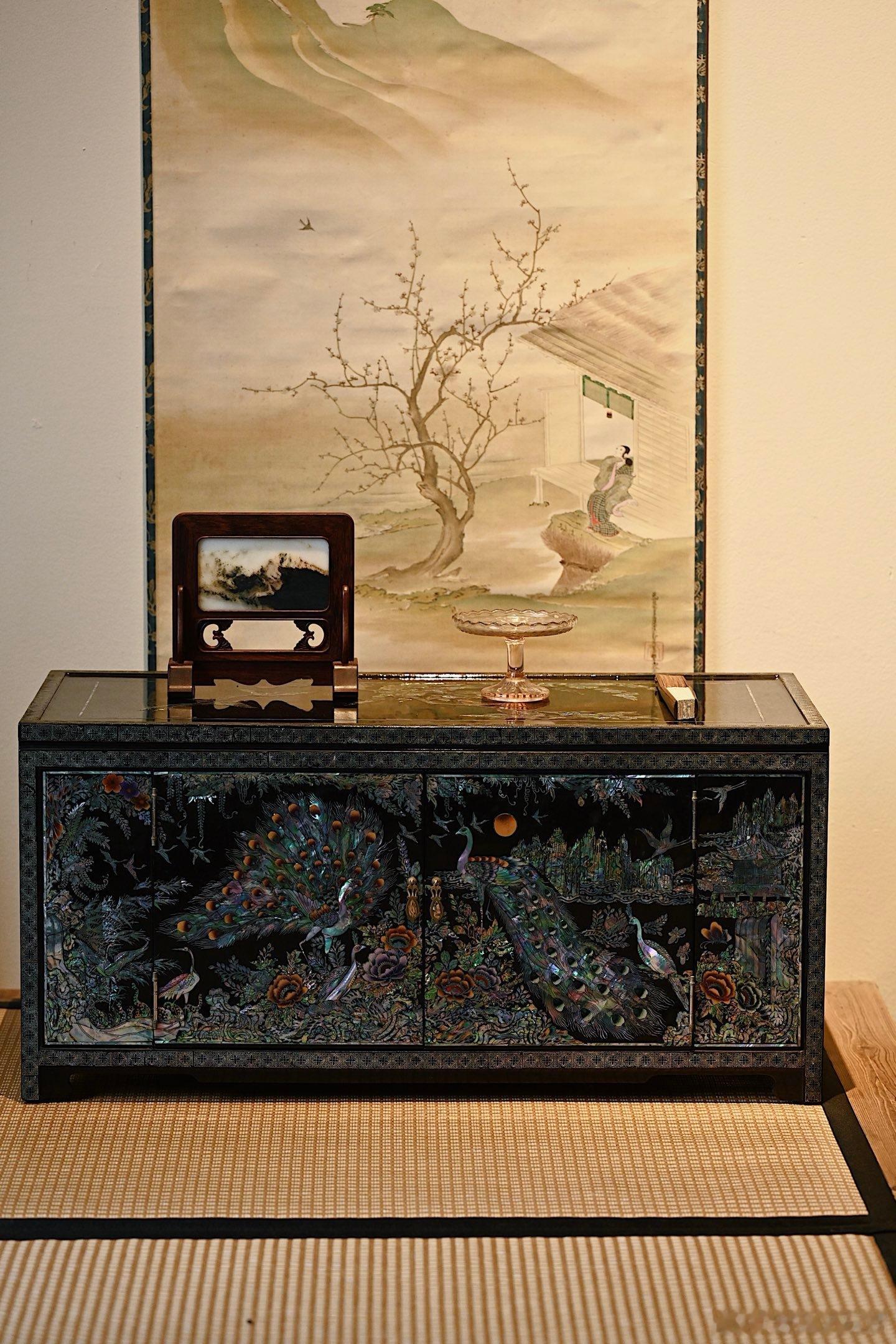 回流黑漆x螺钿“百鸟朝凤”柜子原来百家讲坛是真的在教东西我的古器物收藏收藏​