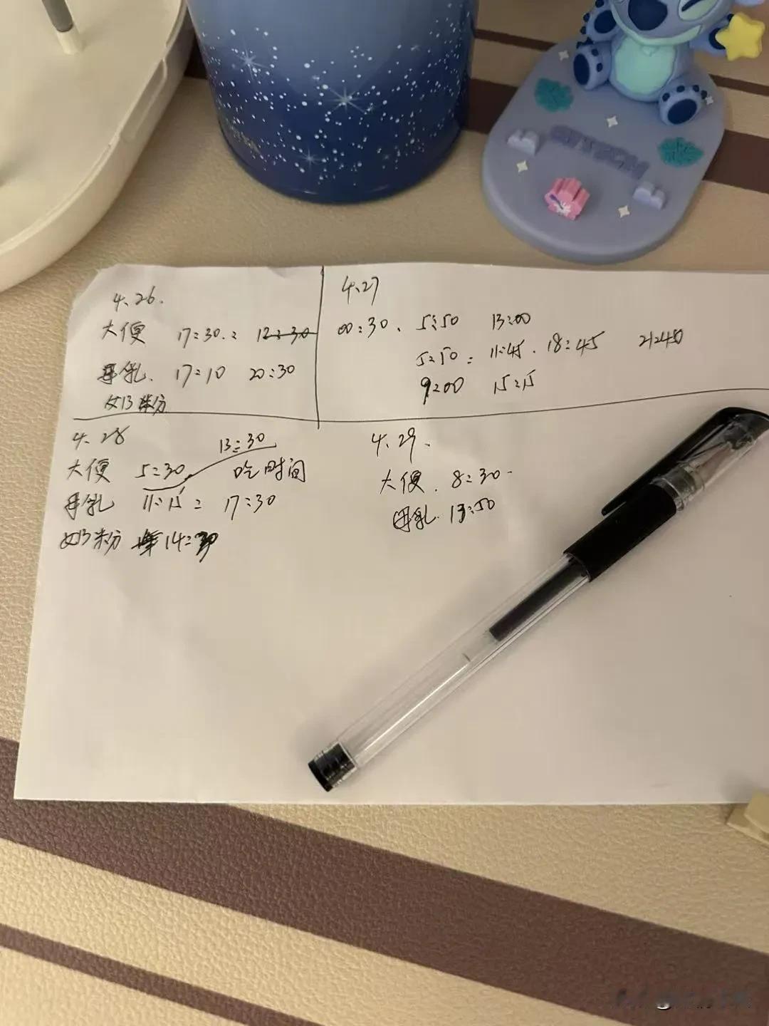 外婆的这张记录小宝宝吃喝拉撒的纸片，我看了大为感动。儿媳生宝宝后就进了月子中心