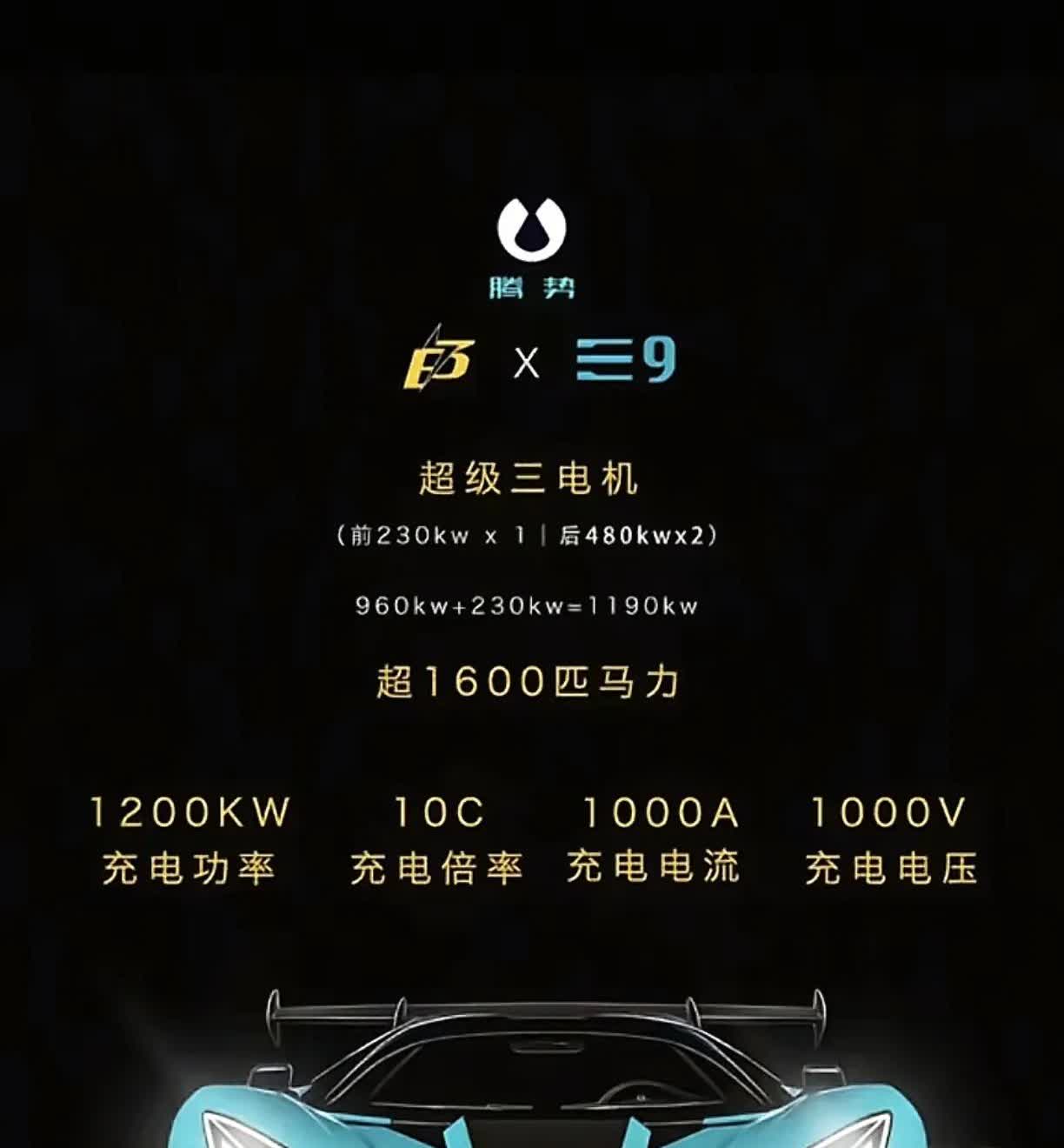 比亚迪腾势最新跑车信息，有可能上海车展首发亮相。1600马力，百公里2秒内，易三