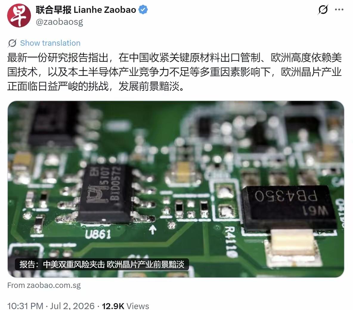 新加坡《联合早报》7月2日晚援引路透社报道指出，由欧盟安全研究所与法国蒙田研究所