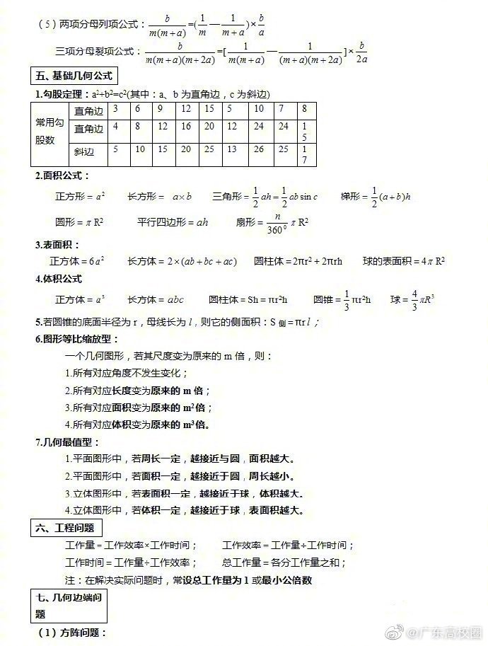 公务员考试中行测的公式大全，背熟了你就能考高分！转需