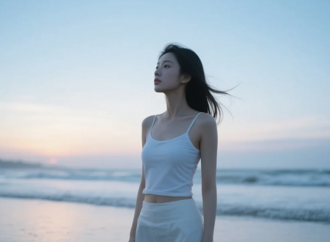 慵懒午后后的热情时刻，她在落日下释放青春能量