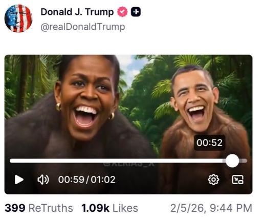 美国众议院民主党领袖哈基姆·杰弗里斯今天发文说：“奥巴马总统与米歇尔·奥巴马是才