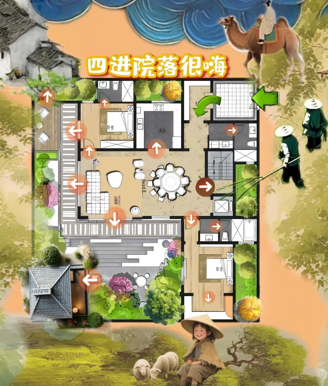 没九美自建房，273㎡玩天然外挂，弃四进院，换无敌大前院！
