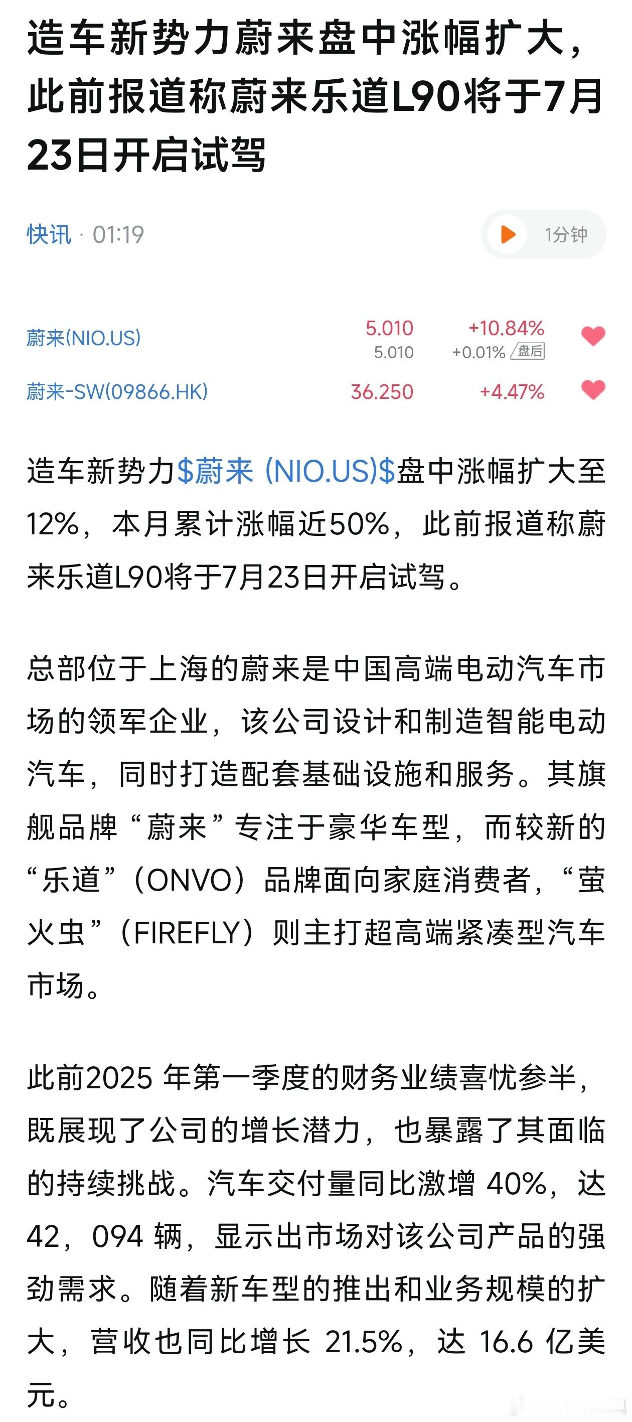 “股票说明了什么？”开启个试驾都能涨这么多那交付的时候不得…看来蔚来真的好起来了