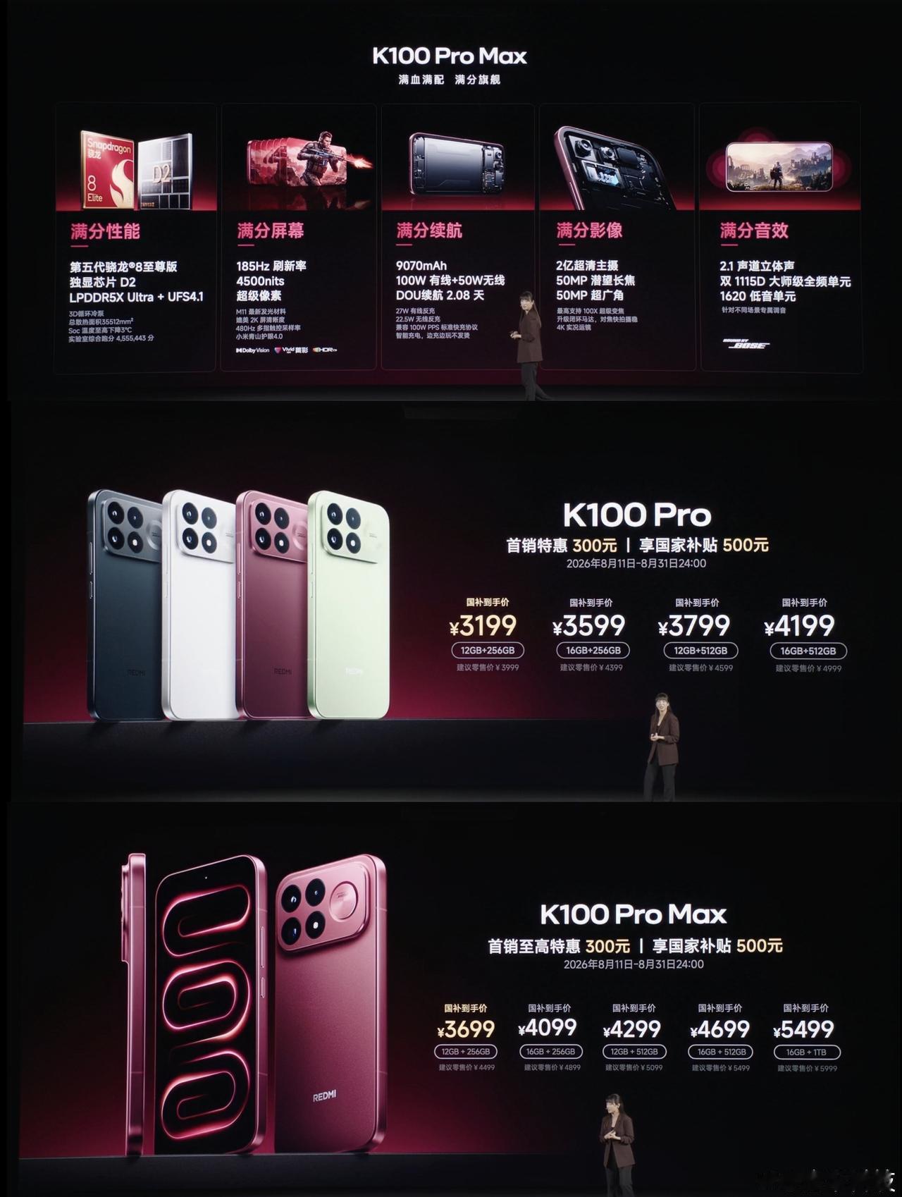 红米K100系列新品发布会核心信息整理✅RedmiK100ProMax
