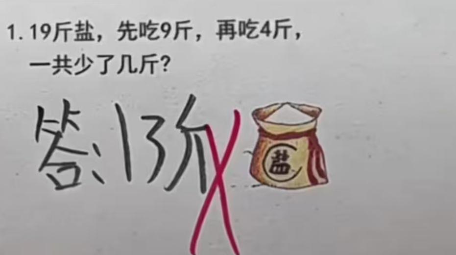 这题就是牛顿来算，答案也是13斤。小学低年级的数学不能纯粹点吗？那标准答案是多少