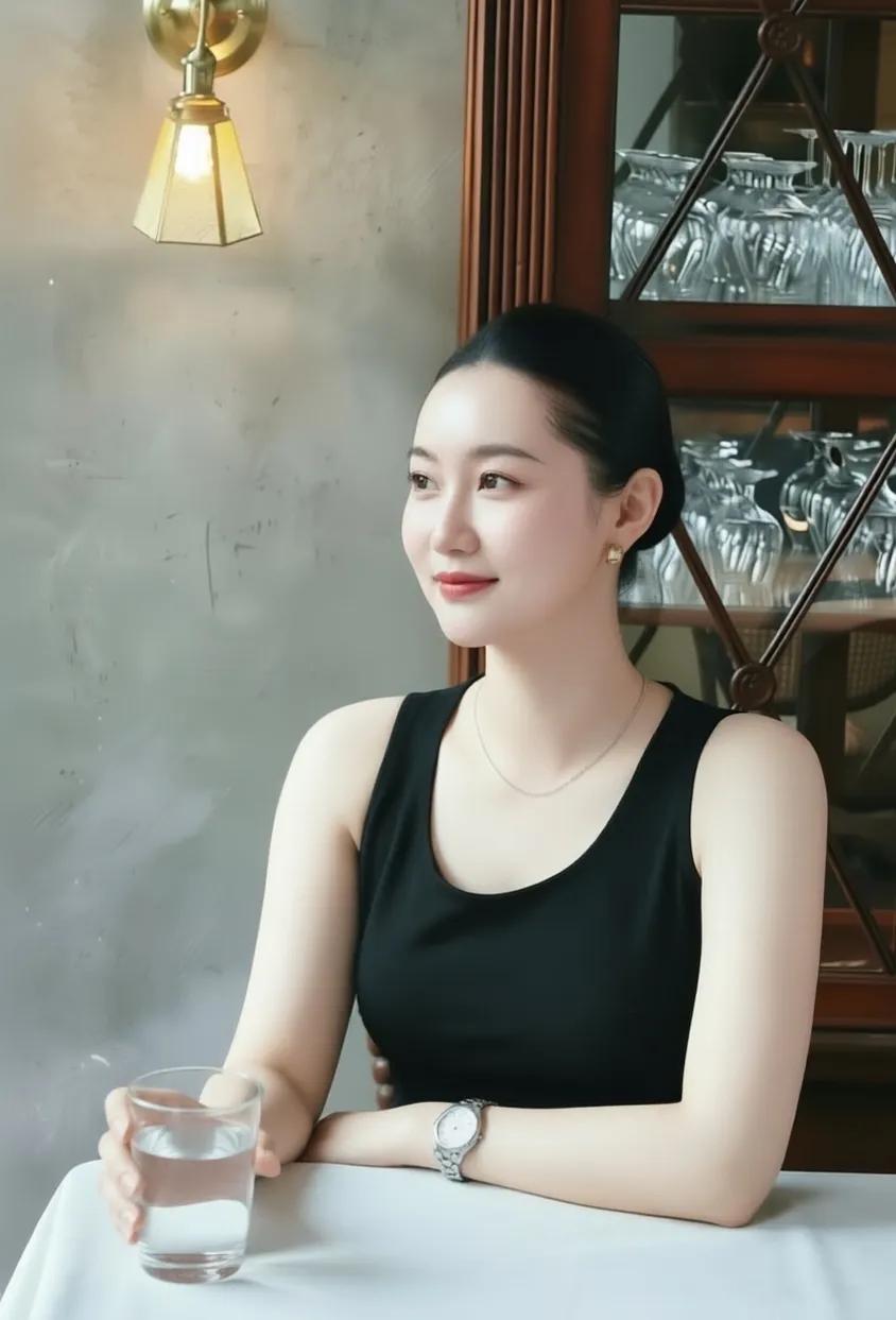 看得出来，这位在咖啡馆享受惬意时光的女士，是位幸福的人。