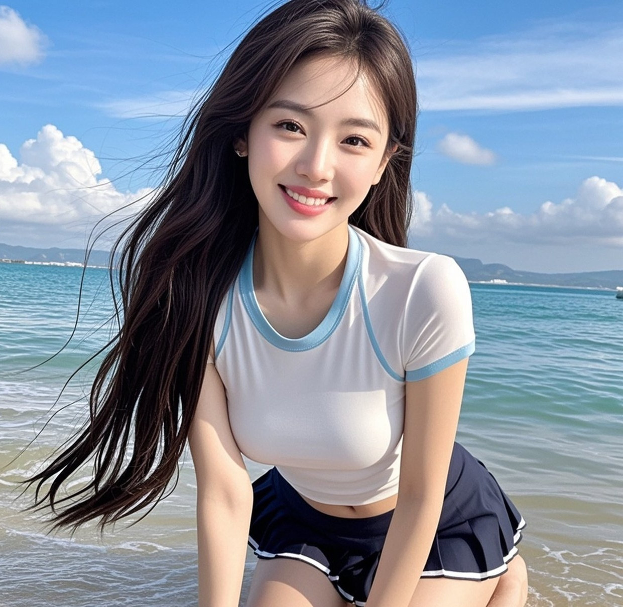 热辣少妇比基尼写真，海浪轻吻傲人上围