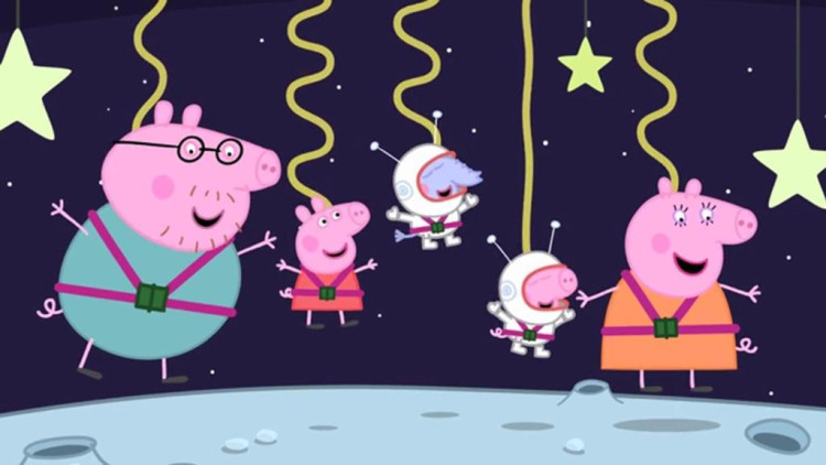 小猪佩奇的一家粉笔画