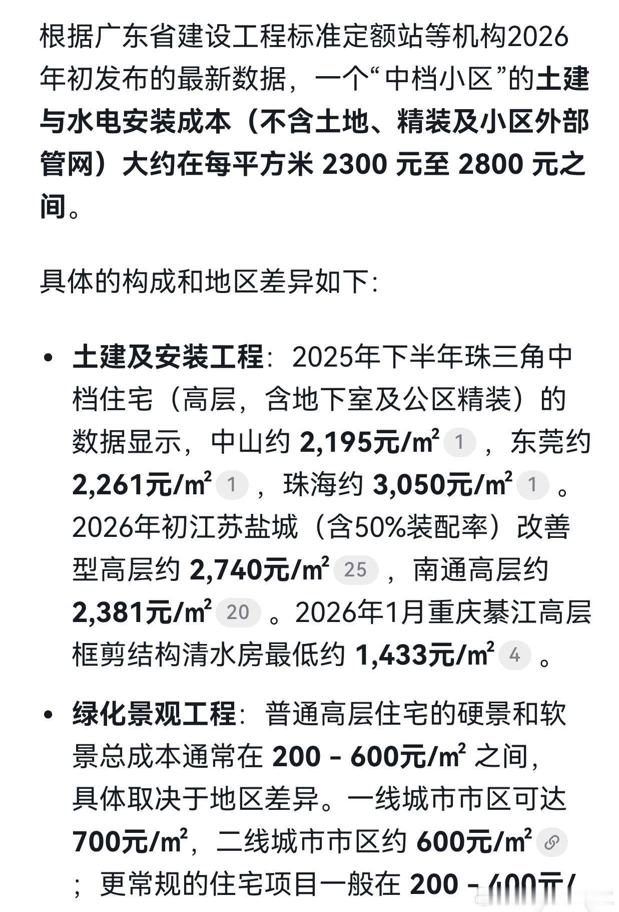 DeepSeek给出的建安成本，加景观成本。城市和城市之间差别还是很大。供参考。