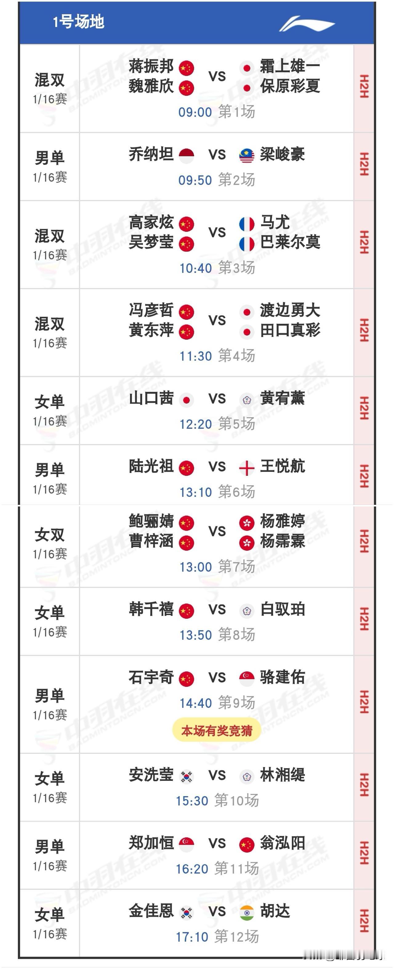 9月1日2026中国羽毛球大师赛首日赛程安排明日，超级750级别赛事2026