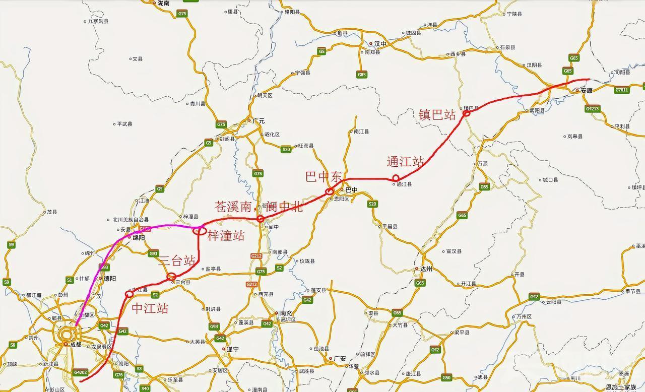 这样看成巴安高铁线路和走成南巴安线路好像都差不多，是不是可以节约投资直接走成南达