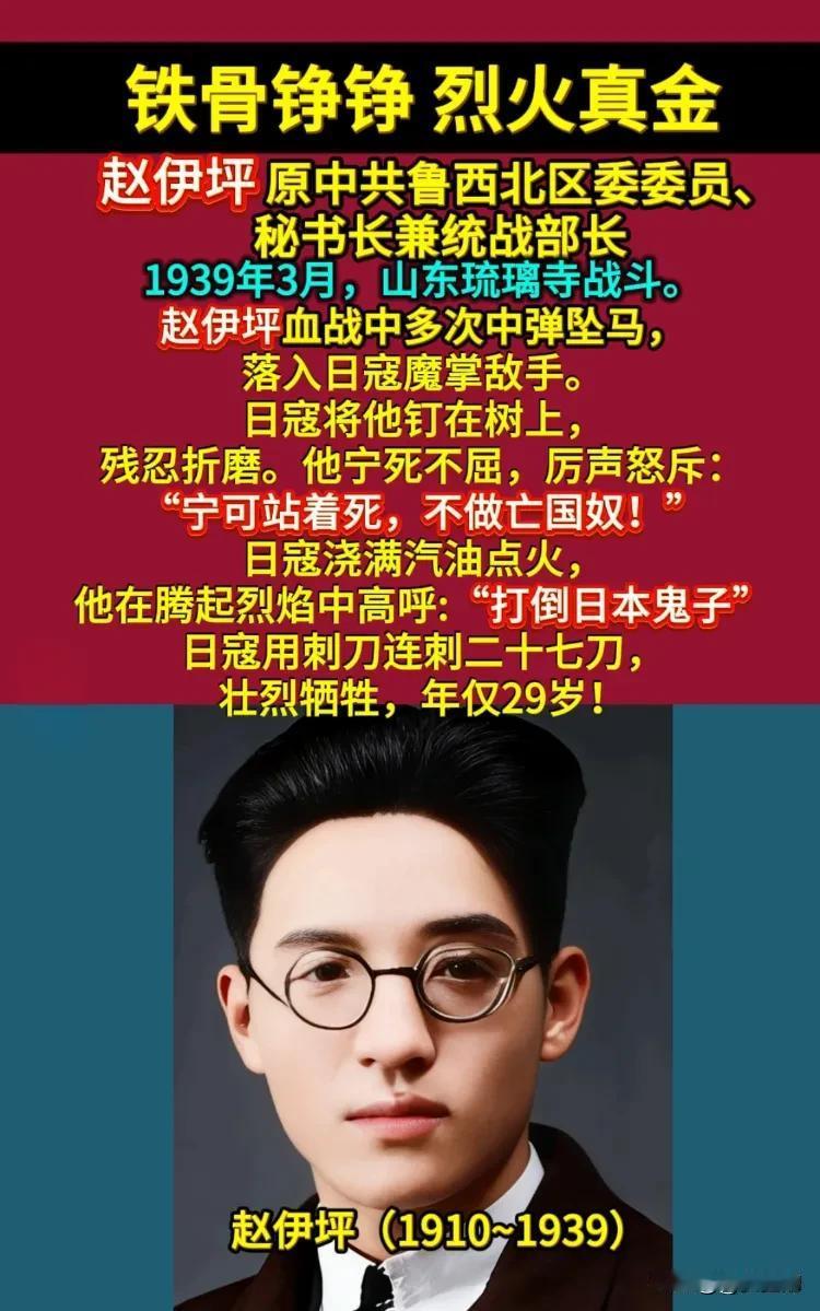 29岁铁骨铮铮！赵伊坪烈士被钉门板浇汽油，火中呐喊震日寇