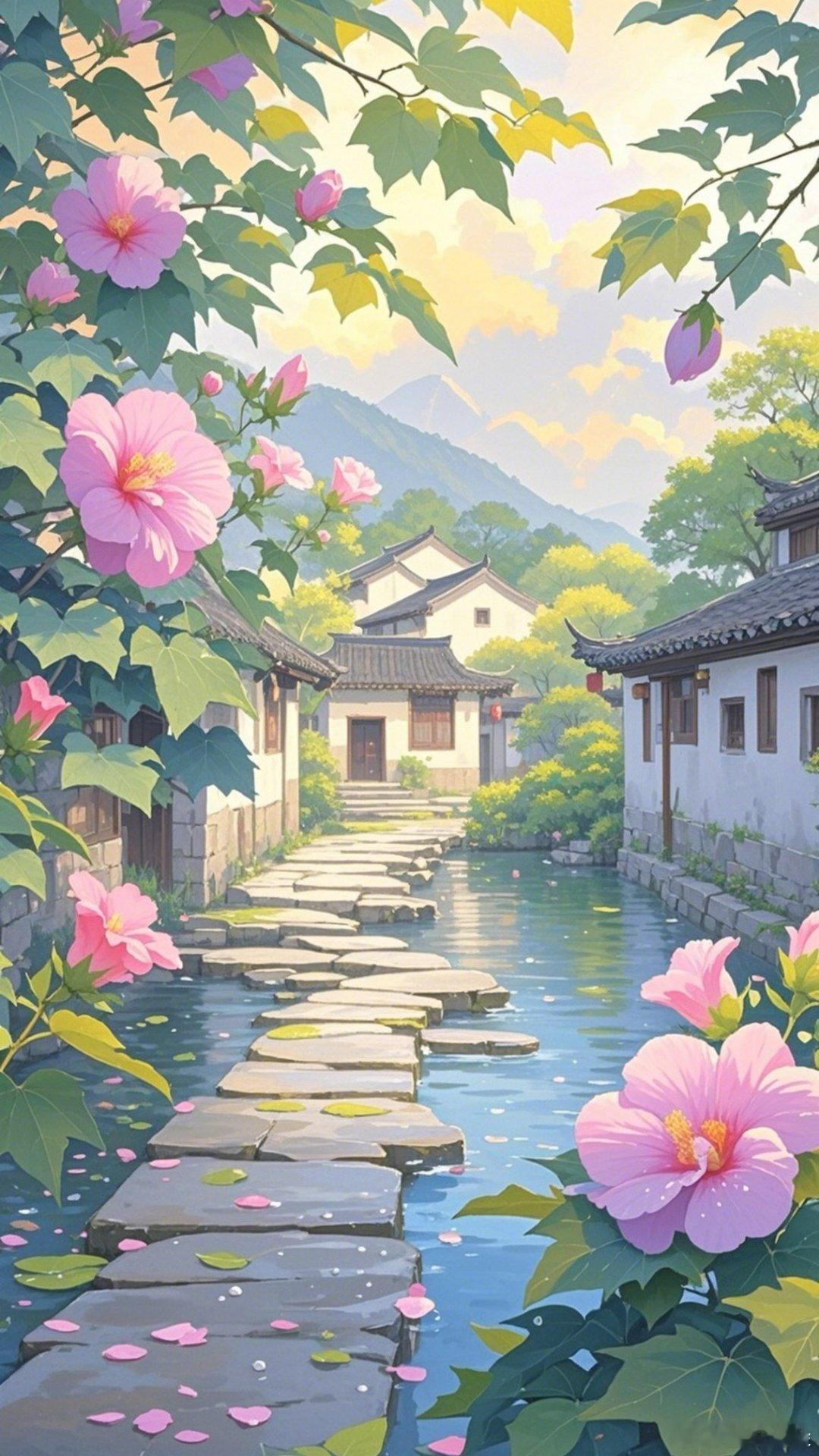 山水相融的江南小镇唯美境意壁纸​​​