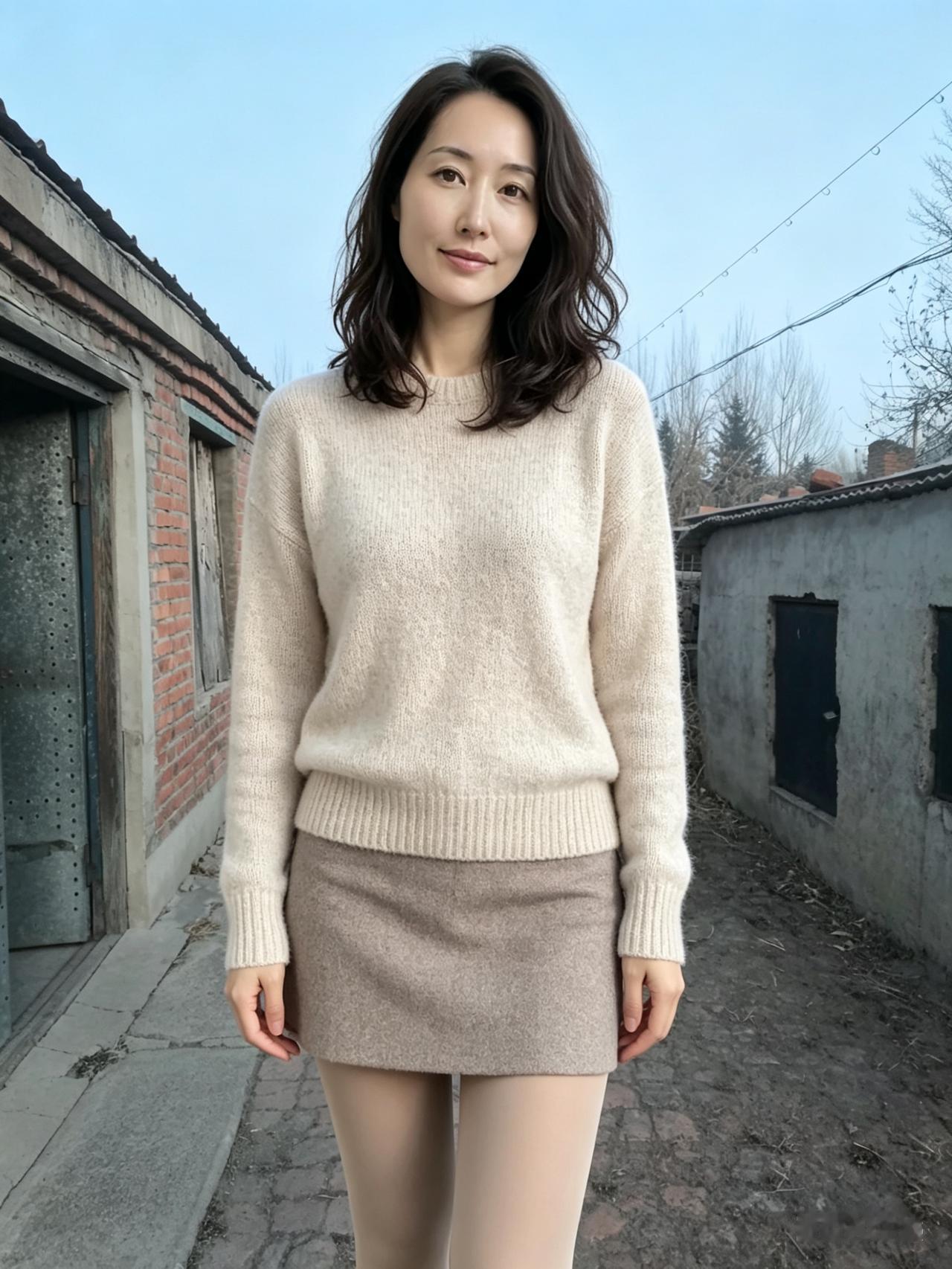 残雪檐边待化时，闲庭信步影迟迟。毛衫漫裹春初暖，短裙轻摇巷底诗。