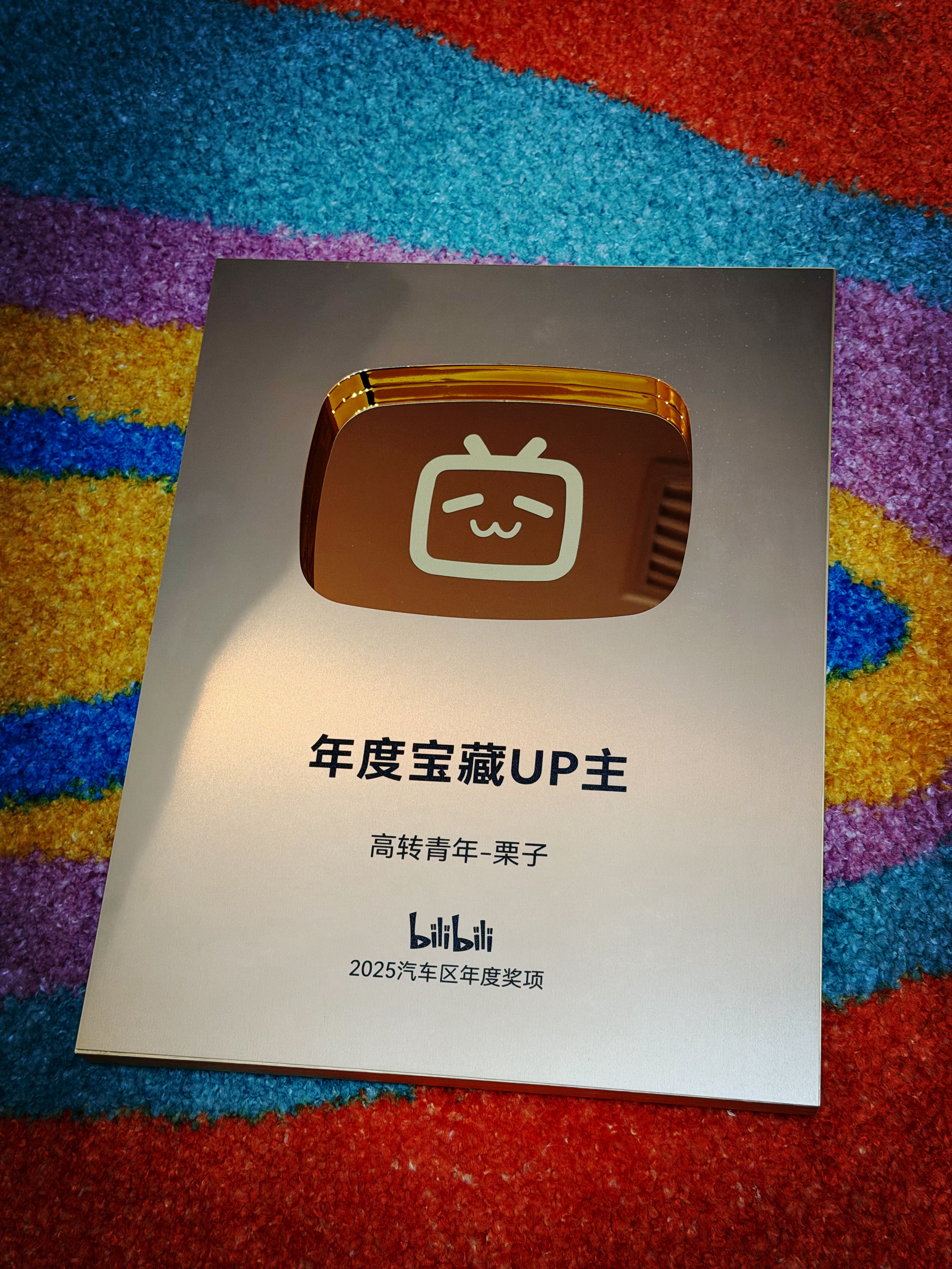 哎哟不错收到了年度宝藏UP主纪念牌