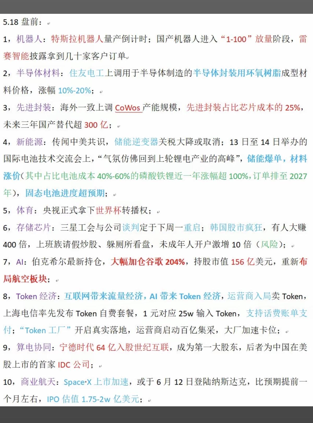 5.18周一盘前财经热点新闻！1.特斯拉机器人，量产倒计时2.半导