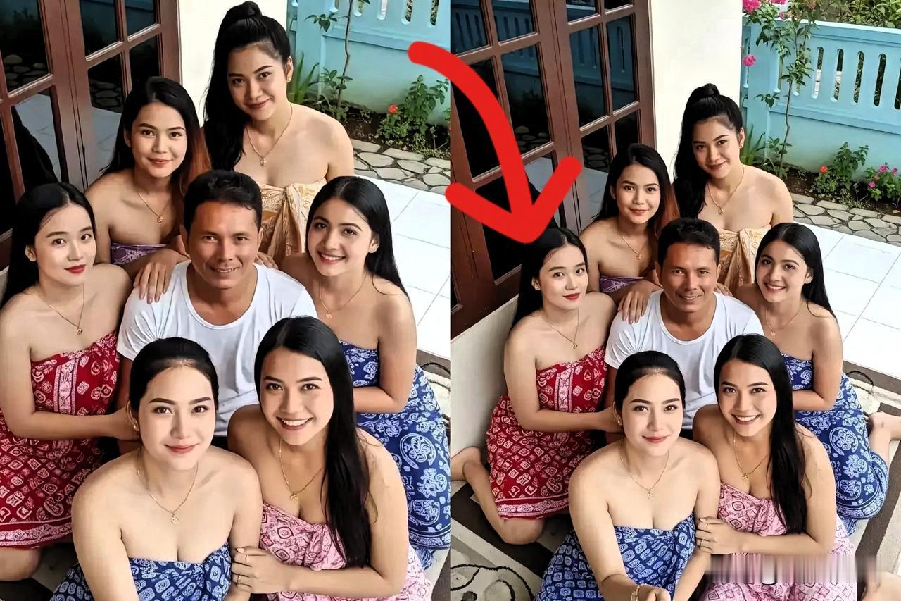 泰国一大叔命好，娶了六个老婆。受传统文化和宗教信仰影响，泰国偏远地区仍存在一夫