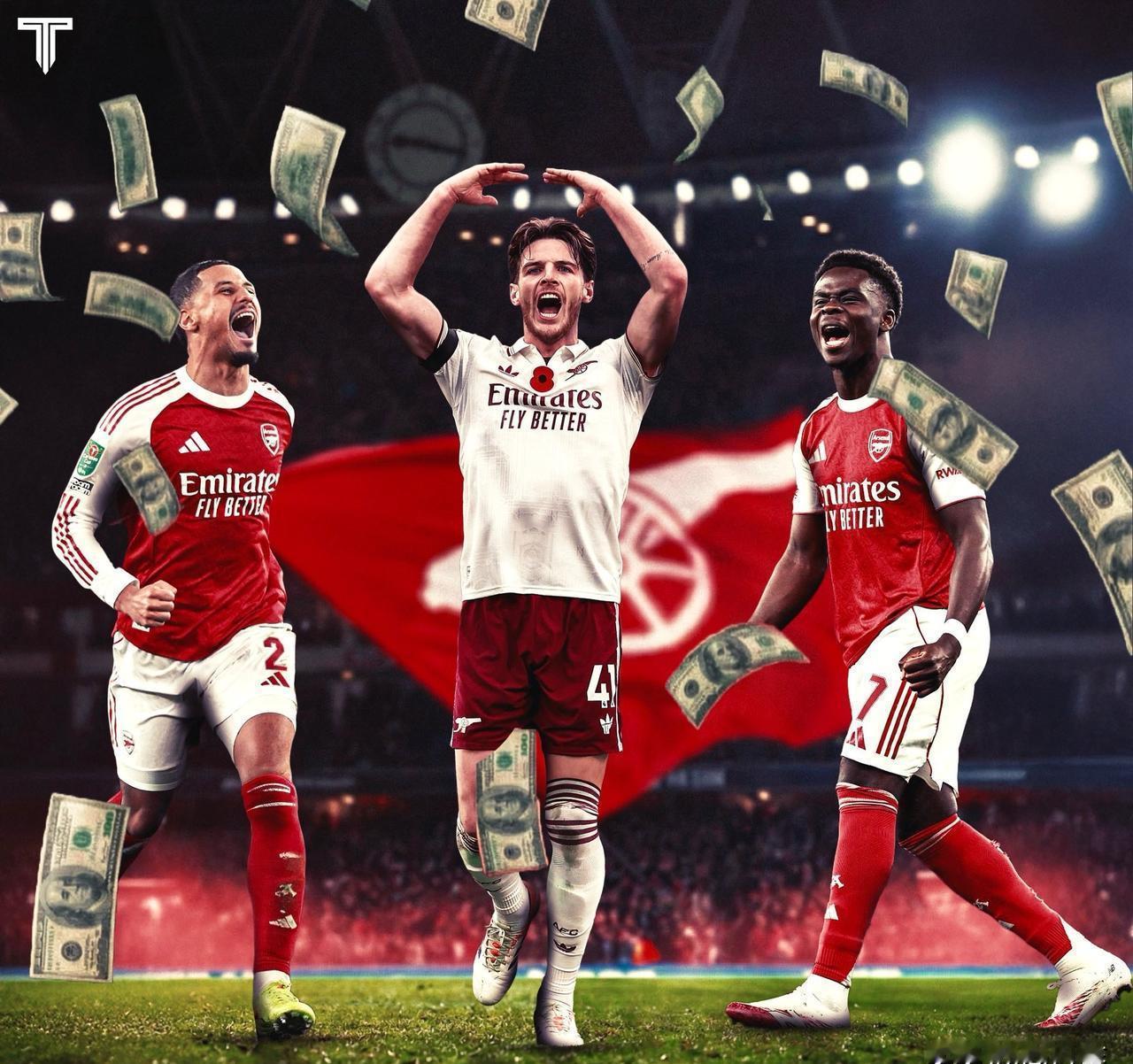 19岁小孩，足总杯首秀进球。一夜之间，身价飙上5000万英镑。阿森纳的青训系