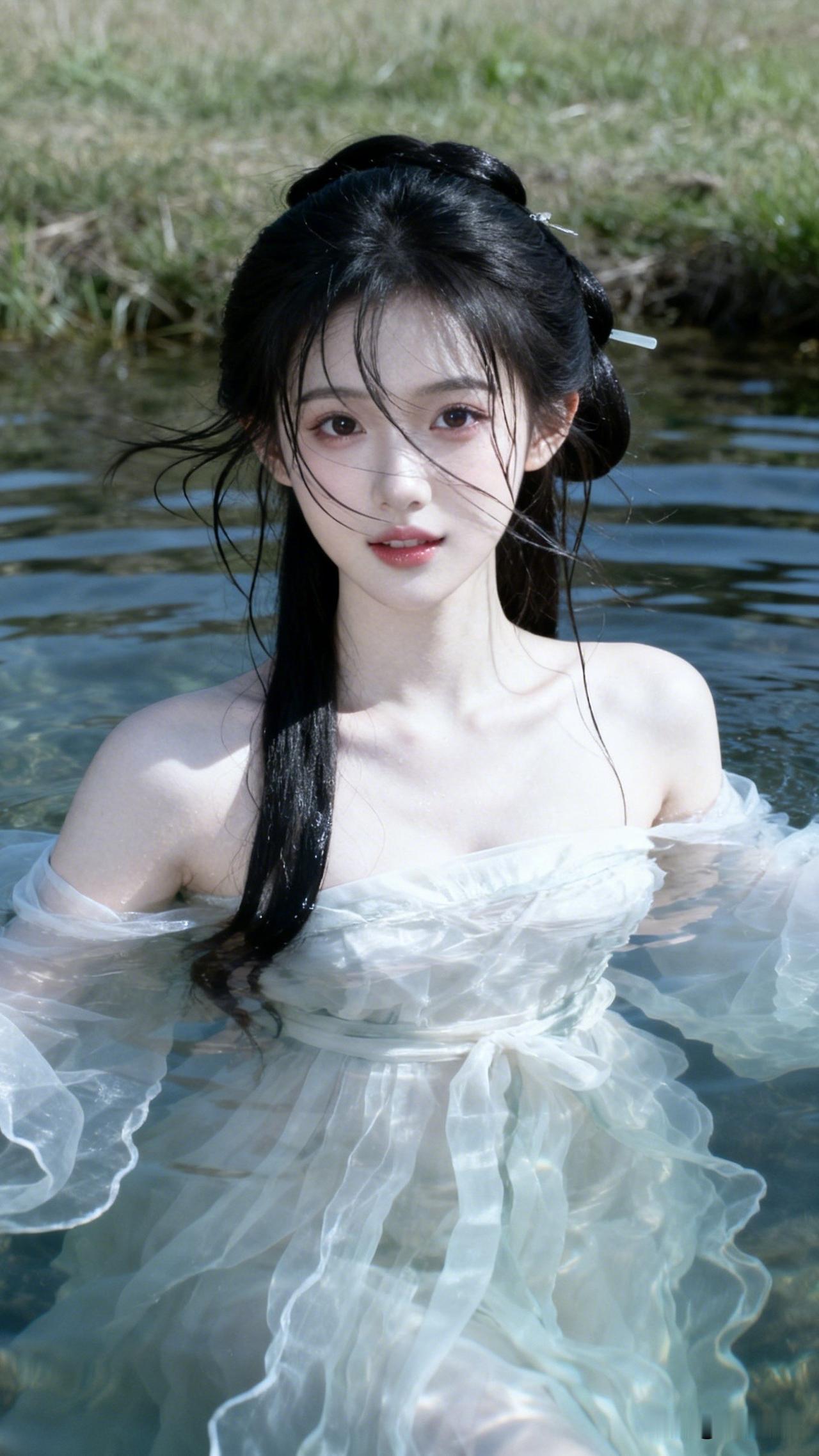 ：他们说是仙子落凡尘，我想说，其实是仙子落池塘[笑着哭]！